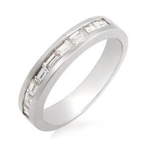 0.52 CT Baguette Diamonds 18K White Wedding Band